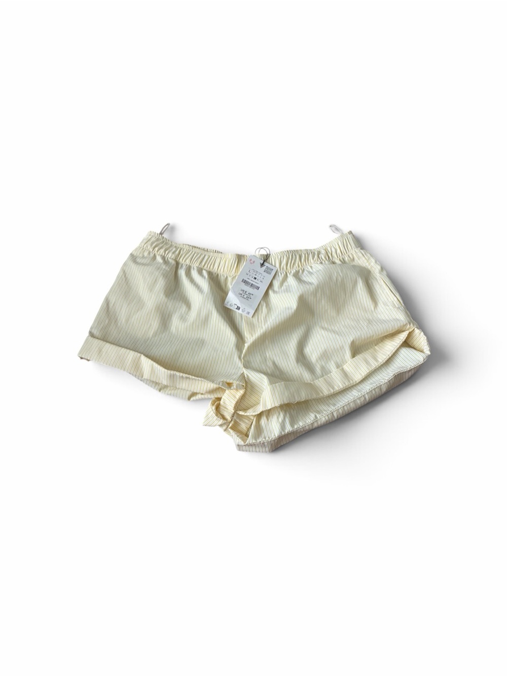 Zara Pale Yellow Striped Athletic Shorts